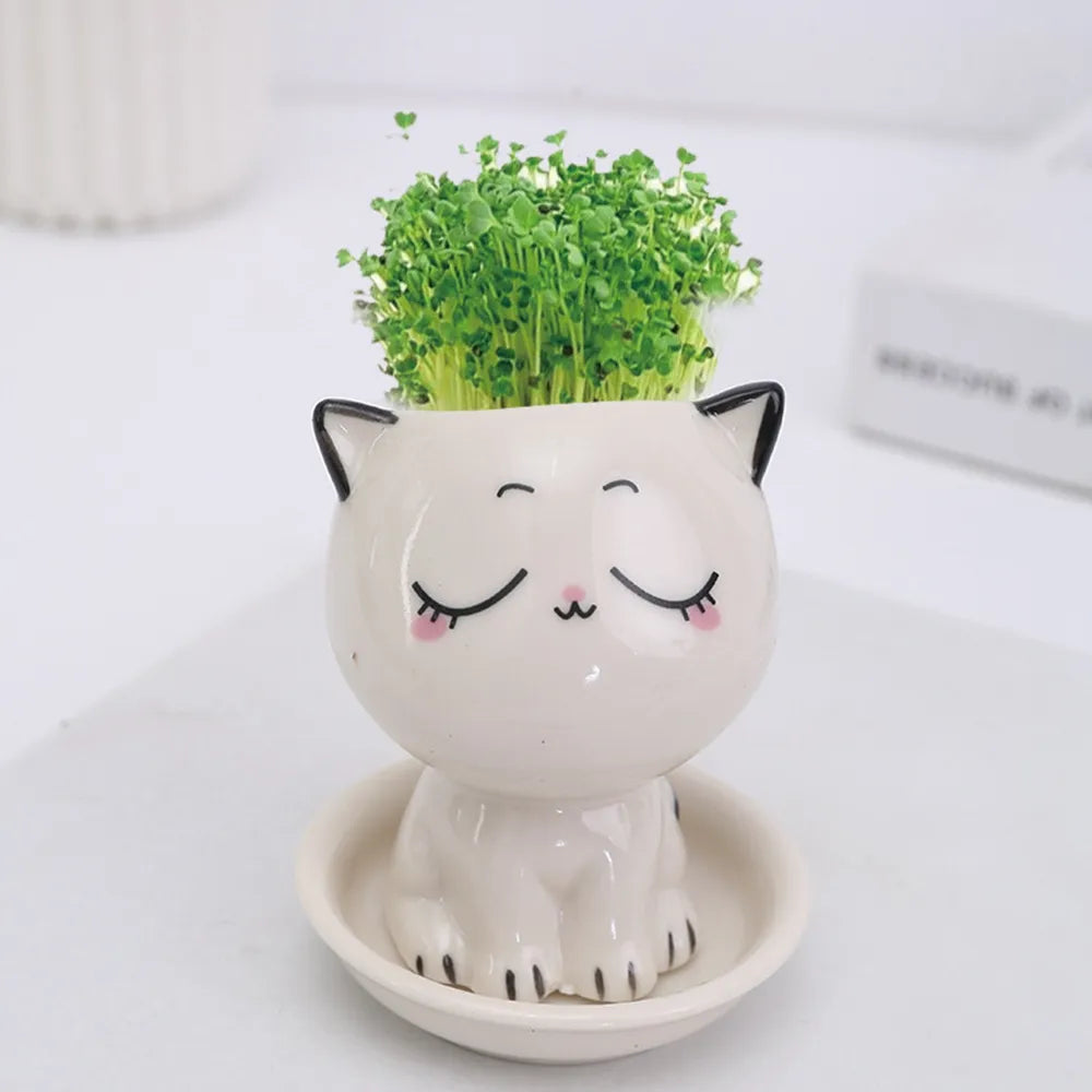 Mini Cat-Shaped Ceramic Vases