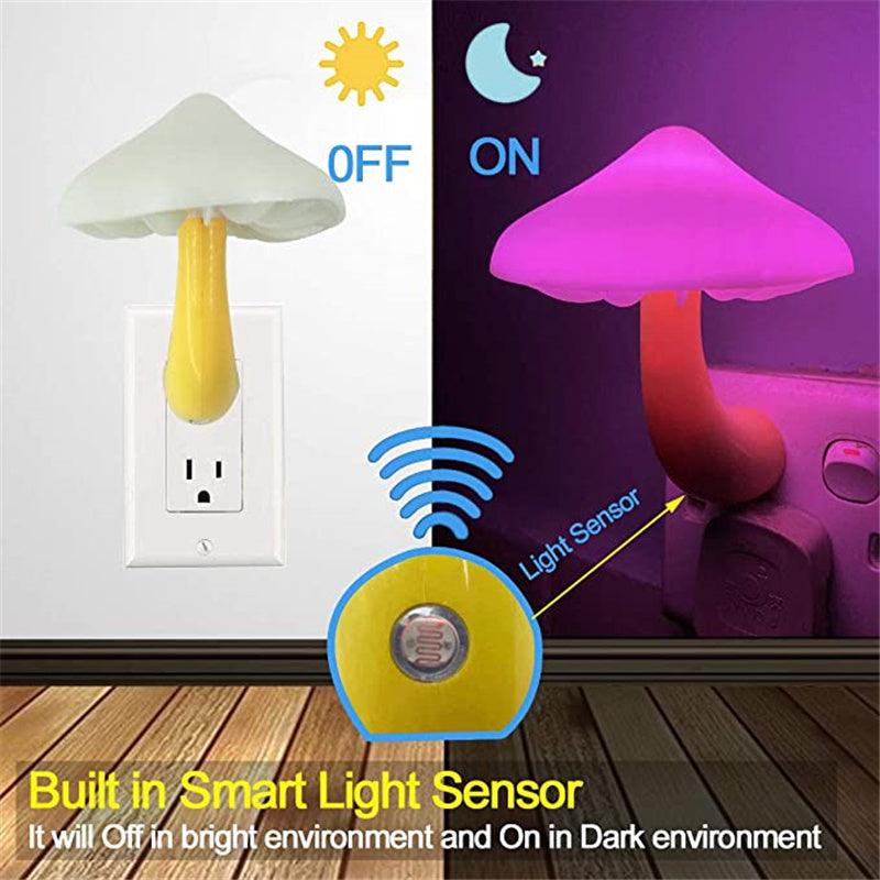 Mushroom LED Night Light with Light-Control Sensor