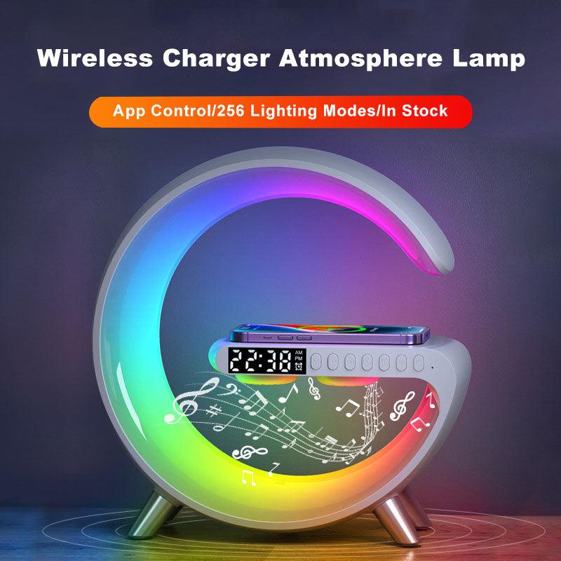 Smart G-Shaped LED Lamp with Bluetooth Speaker & Wireless Charger