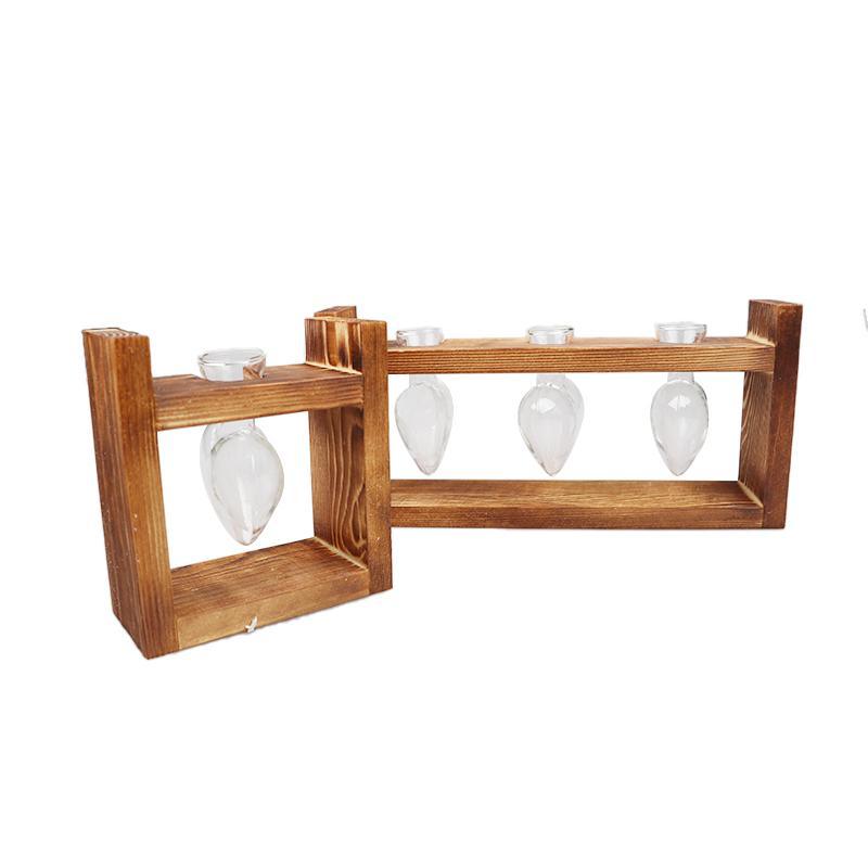 Heart Glass & Wood Propagation Vase